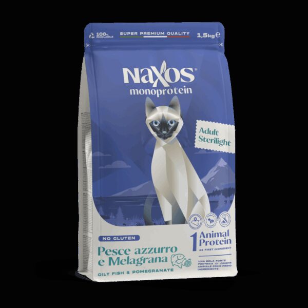 NAXOS CAT STERILIZED MONO - ryba z granatem - monobiałkowa karma dla kotów sterylizowanych 1,5 kg