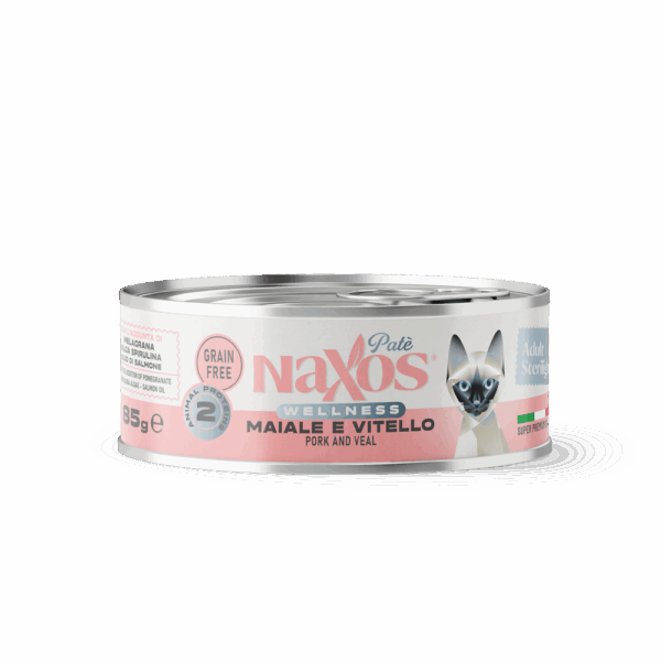 NAXOS CAT STERILIZED - wieprzowina i cielęcina - puszka dla kotów sterylizowanych 85g