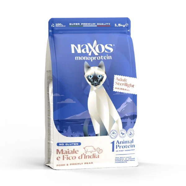 NAXOS CAT STERILIZED MONO - wieprzowina i opuncja figowa - monobiałkowa karma dla kotów sterylizowanych 1,5 kg
